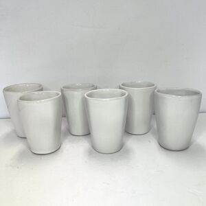 Vintage Frankoma Pottery Mayan Aztec White Sand Tumblers Mugs Cups Set Of 6